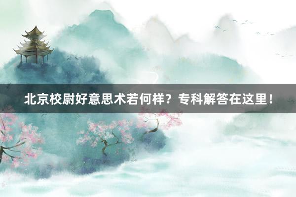 北京校尉好意思术若何样？专科解答在这里！